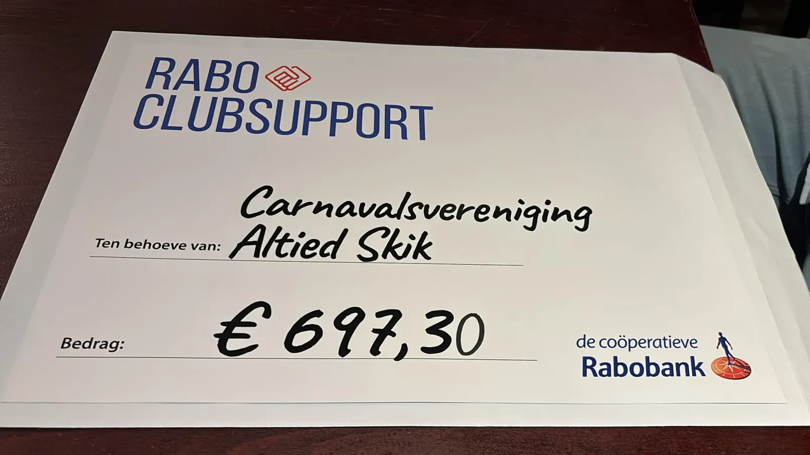 Resultaat Rabo Clubsupport: €697,30!