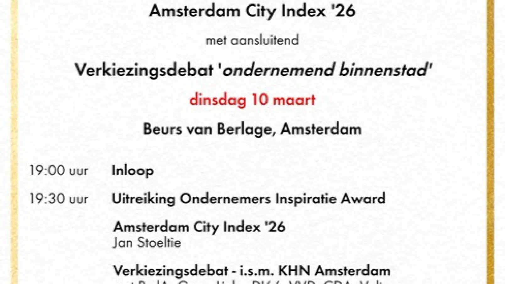 Presentatie Amsterdam City Index 2026 en aansluitend een Verkiezingsdebat & netwerkborrel