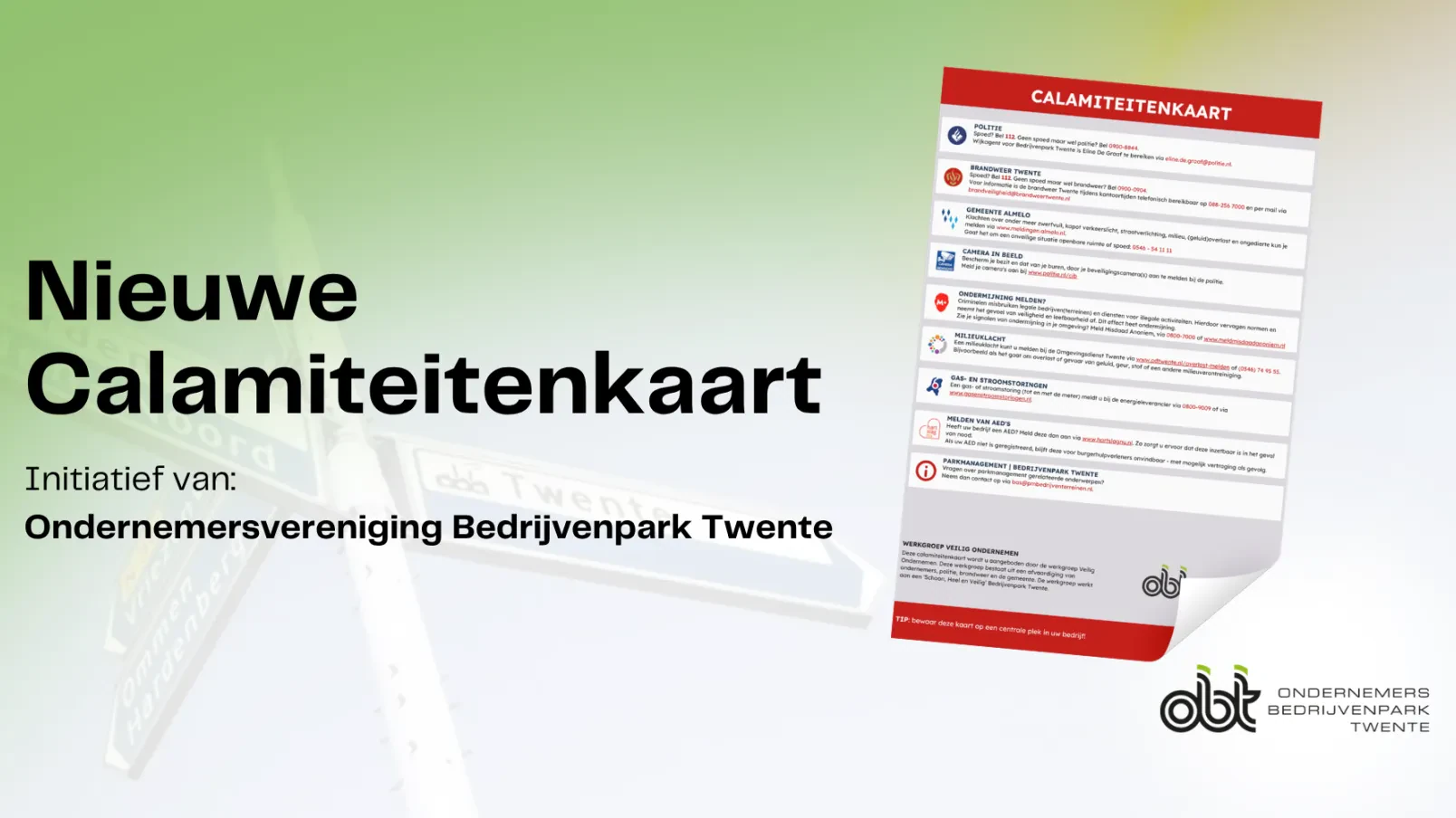 Nieuwe calamiteitenkaart Bedrijvenpark Twente