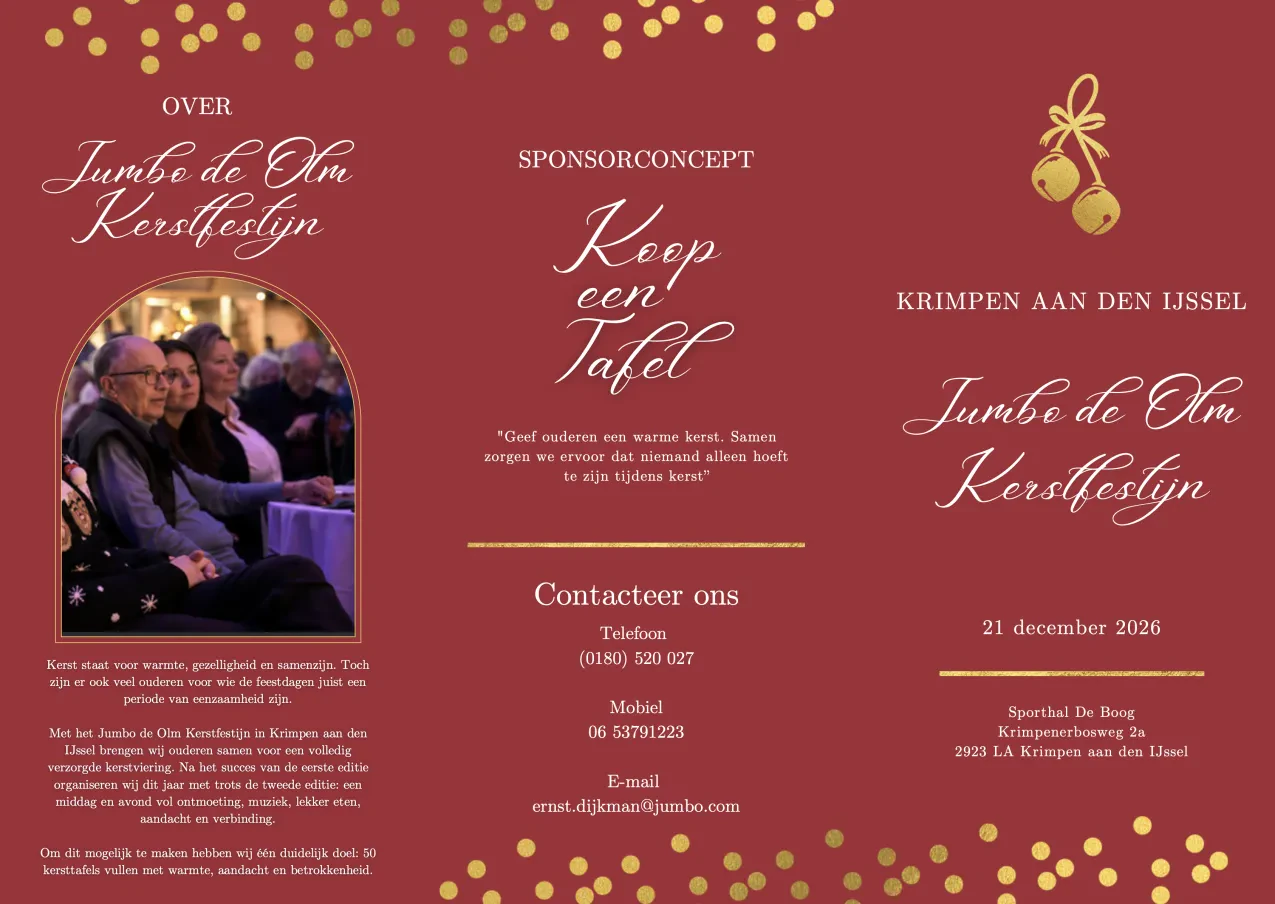 Kerstdiner voor eenzame ouderen: Koop een tafel!